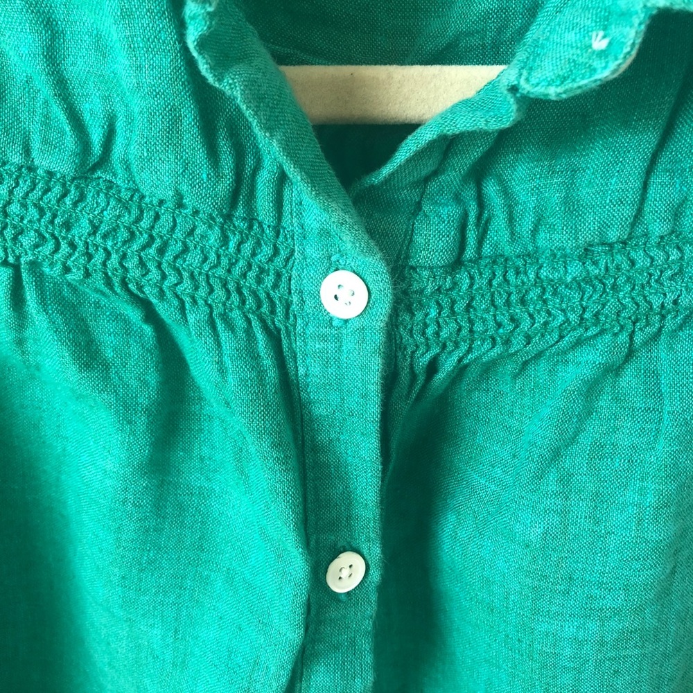 Lands End green linen shirt